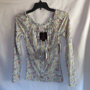 No Boundaries Junior Long Sleeve Floral Top